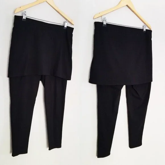 Torrid Black Skirted Leggings Layered Plus Size 2X Stretchy Comfy High Waist - Picture 13 of 14